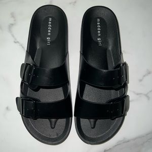 NEW Madden Girl Teddy Slides in Black